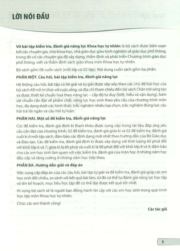 VỞ BÀI TẬP KIỂM TRA, ĐÁNH GIÁ NĂNG LỰC KHOA HỌC TỰ NHIÊN LỚP 8 - TẬP 2 (Sử dụng cho SGK Kết nối tri thức, Chân trời sáng tạo)